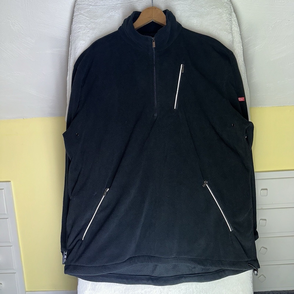SCOTTeVEST Jacket XL Black Fleece 1/4 Zip TEC Mock Neck Outdoors Vented Pullover - Picture 2 of 11
